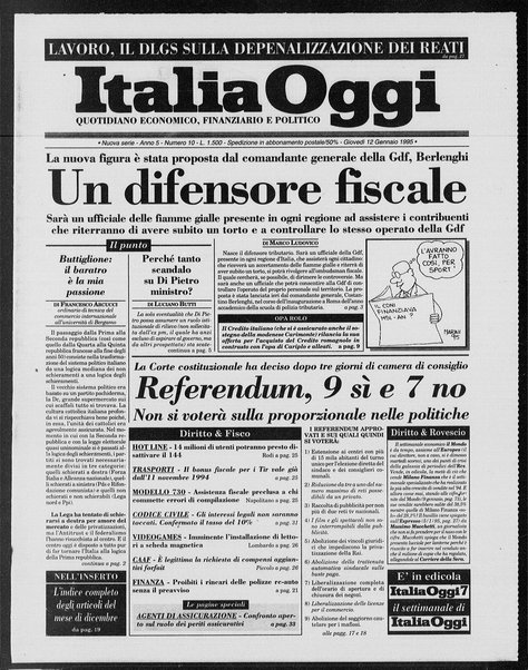 Italia oggi : quotidiano di economia finanza e politica